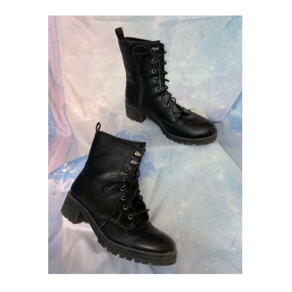 steve madden madden girl black combat boots